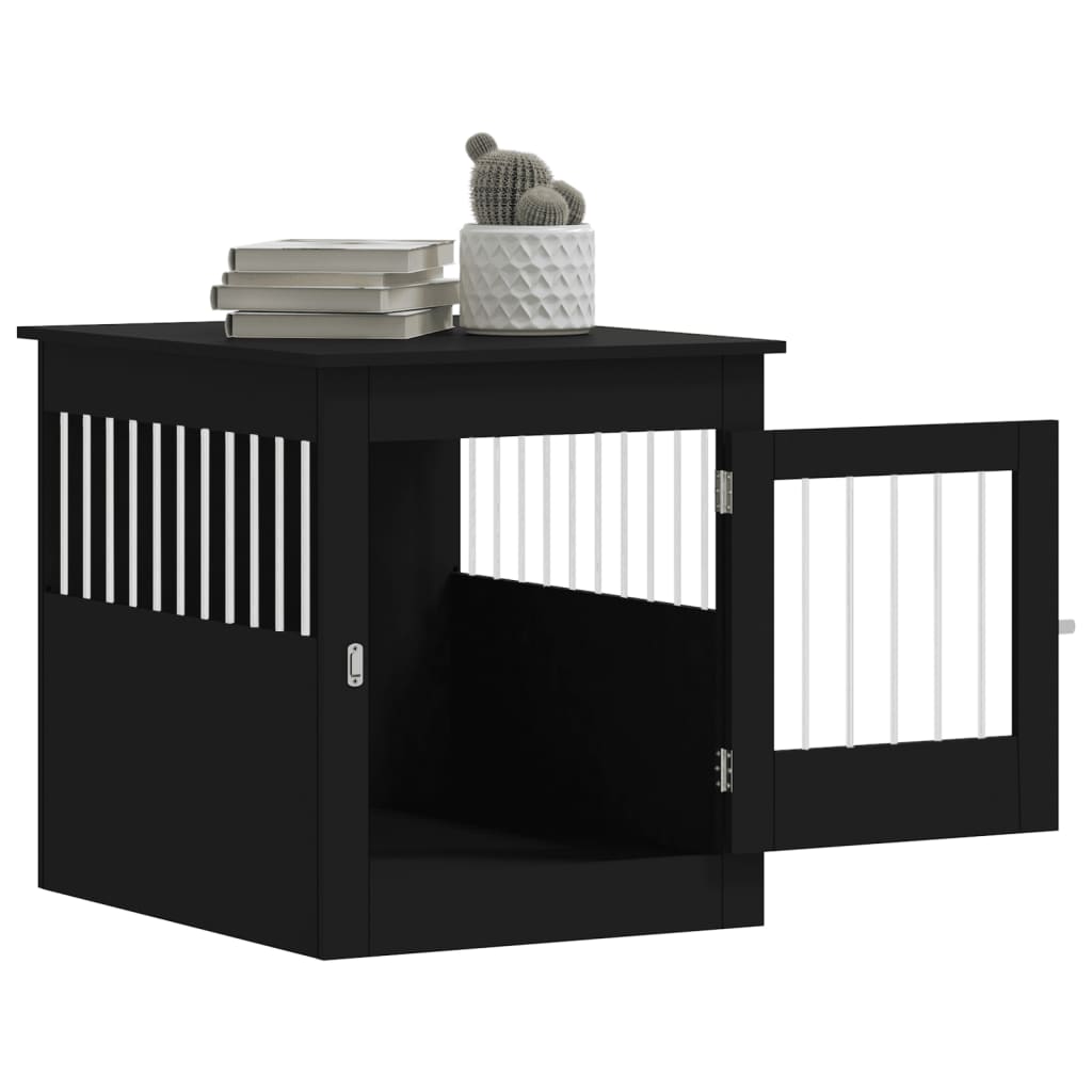 Dog Crate Furniture Black 64.5x80x71 cm Engineered Wood
