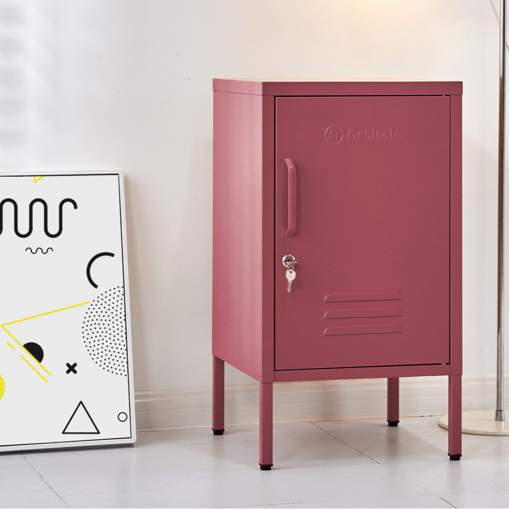 Bedside Table Metal Cabinet - MINI Pink