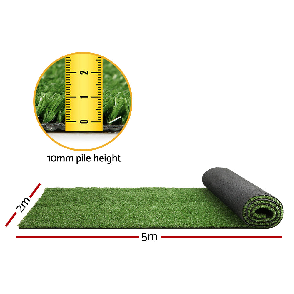 Artificial Grass 2mx5m 10mm Synthetic Fake Lawn Turf Plant Plastic Olive
