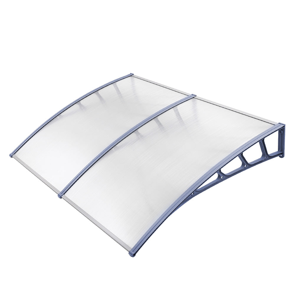 Window Door Awning Canopy 1.5mx2m Transparent Sheet Grey Plastic Frame