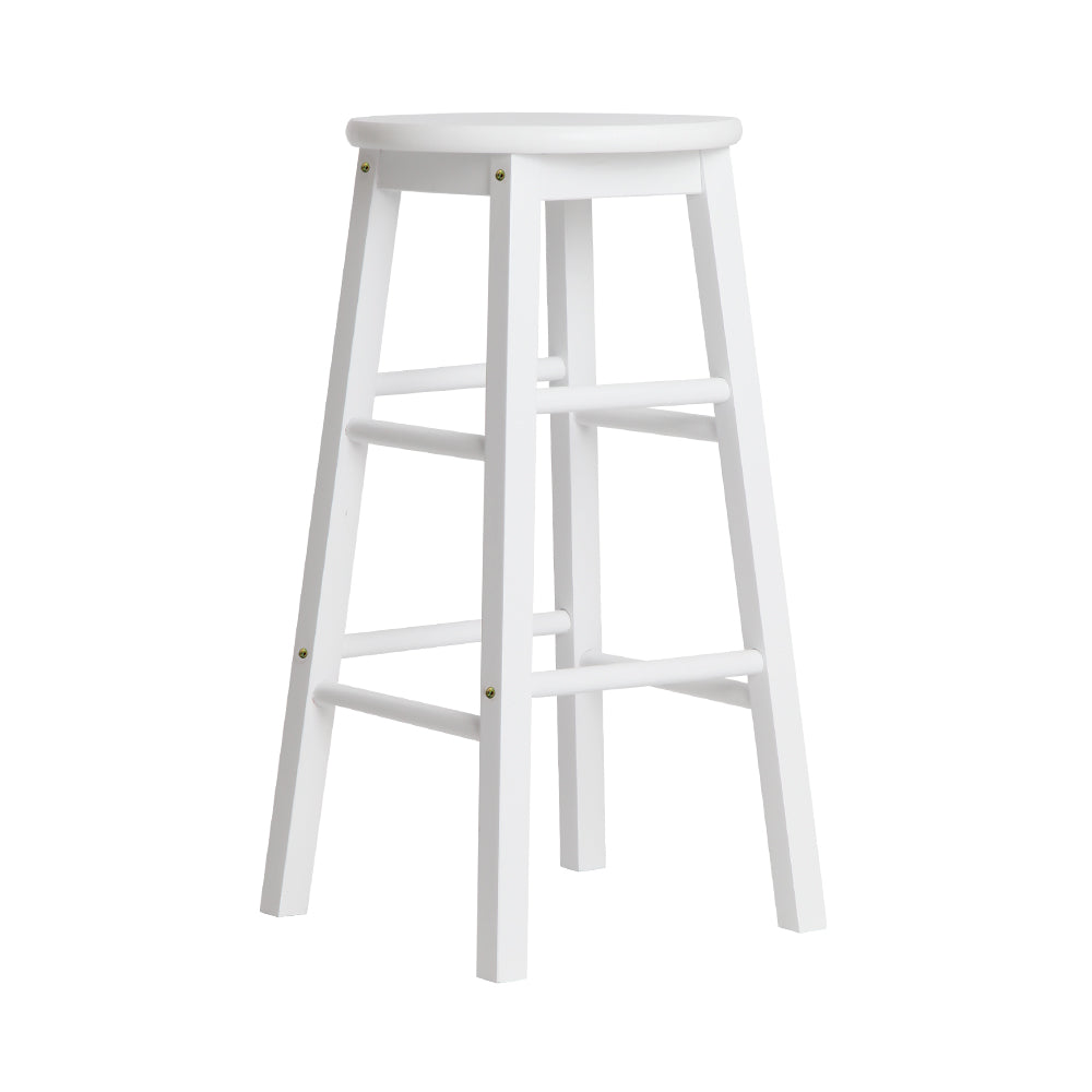 2x Bar Stools Round Chairs Wooden White