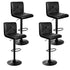 4x Bar Stools Gas Lift Leather Chair Black