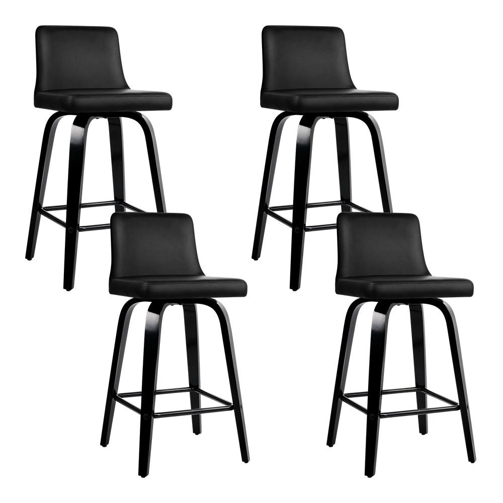 Bar Stools Kitchen Leather Barstools Swivel Wooden Chairs X4