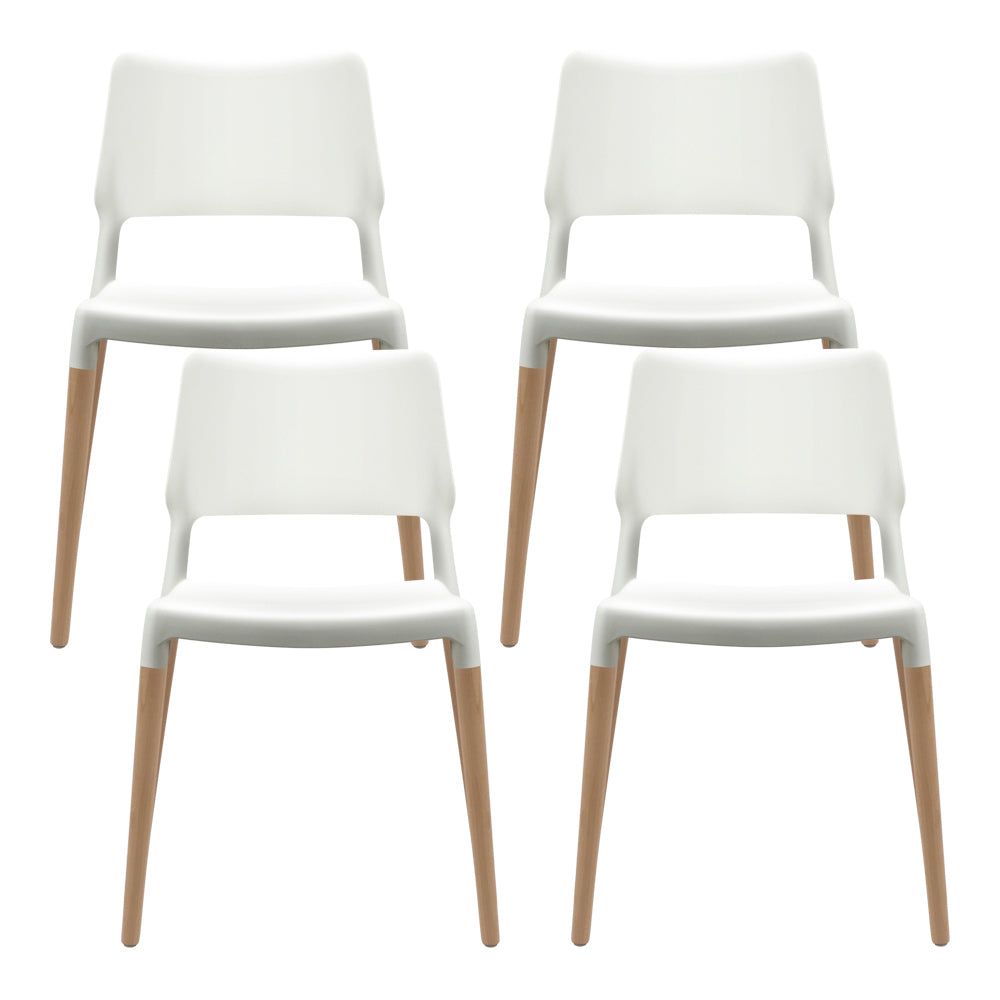Dining Chairs White Stackable Set of 4