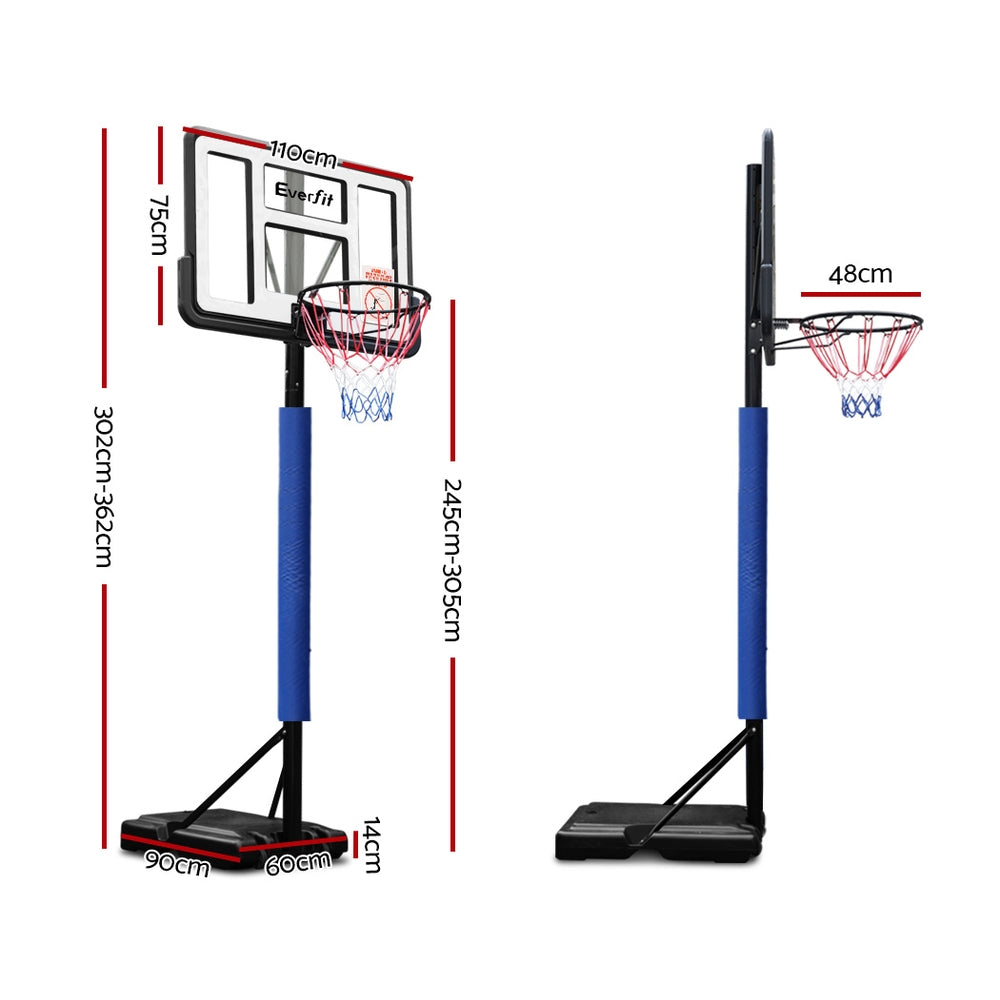 3.05M Basketball Hoop Stand System Adjustable Height Portable Pro Blue