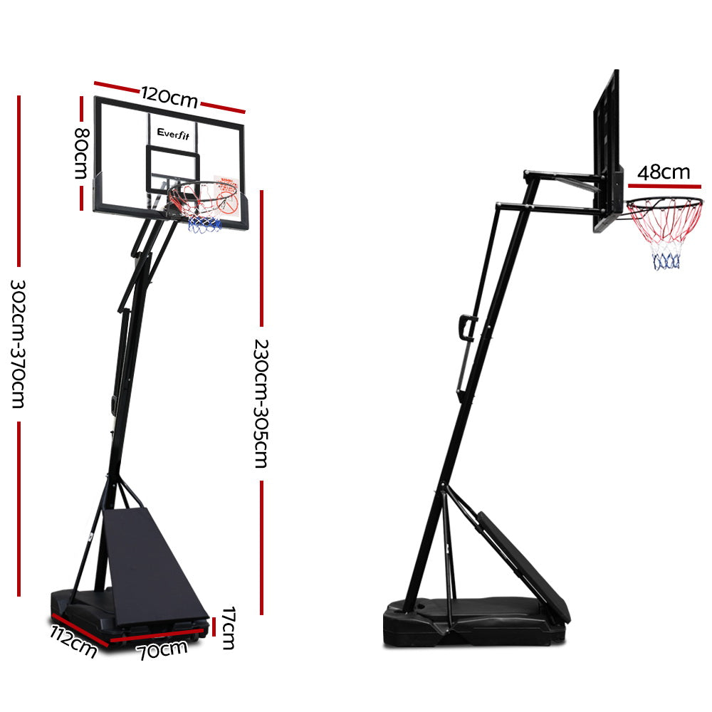 3.05M Basketball Hoop Stand System Adjustable Height Portable Black Pro