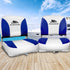 2X Folding Boat Seats Marine Swivel Low Back 13cm Padding White Blue
