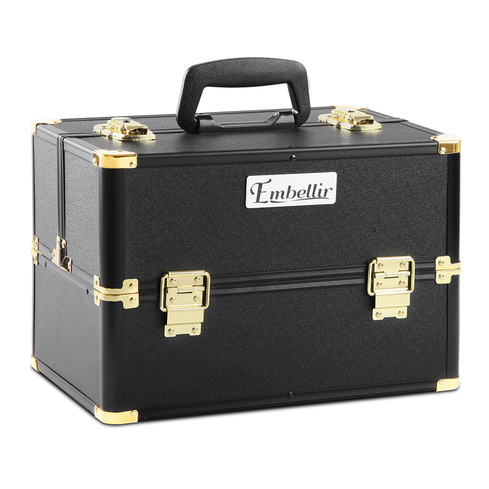 Portable Cosmetic Beauty Makeup Case  Black & Gold
