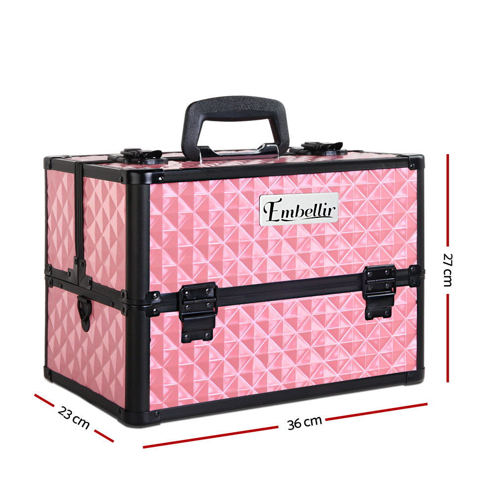 Portable Cosmetic Beauty Makeup Case  Diamond Pink