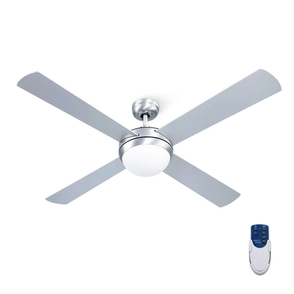 52'' Ceiling Fan AC Motor w/Light w/Remote - Silver