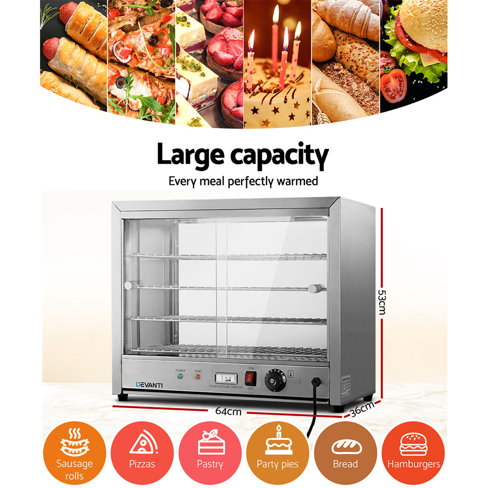 Commercial Food Warmer Hot Display Showcase Cabinet 64cm