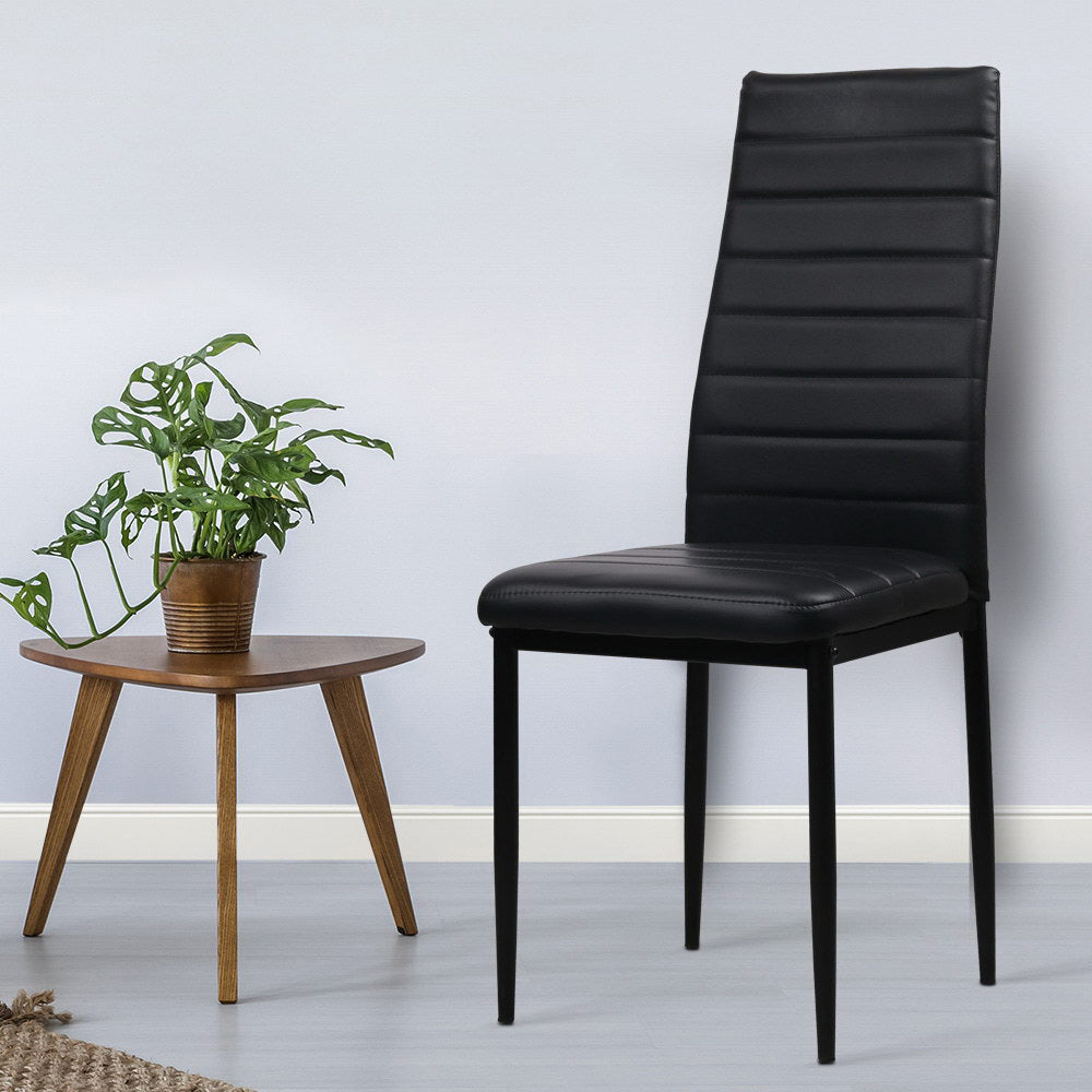 Dining Chairs Black PU Leather Set of 4 Astra