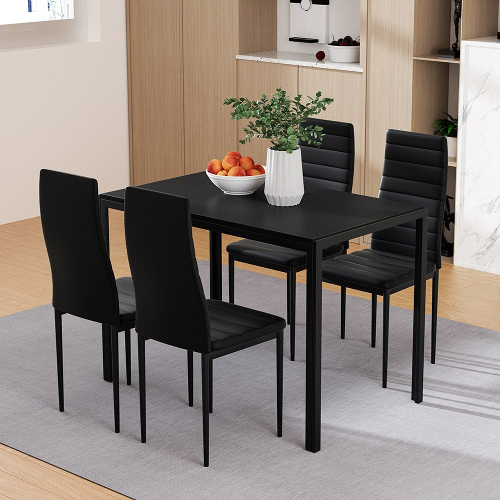 Dining Chairs and Table Dining Set 4 Chair Set Of 5 Black
