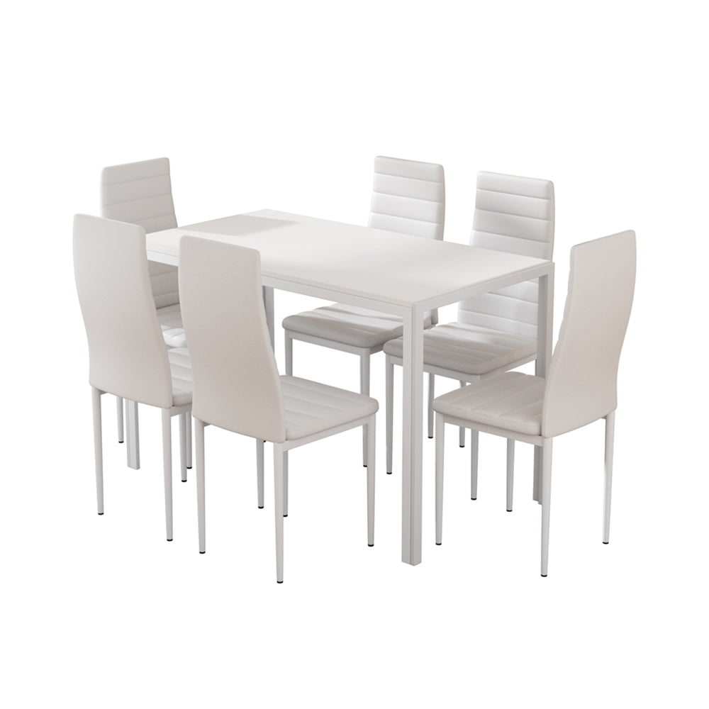 Dining Chairs and Table Dining Set 6 Chair Set Of 7 White