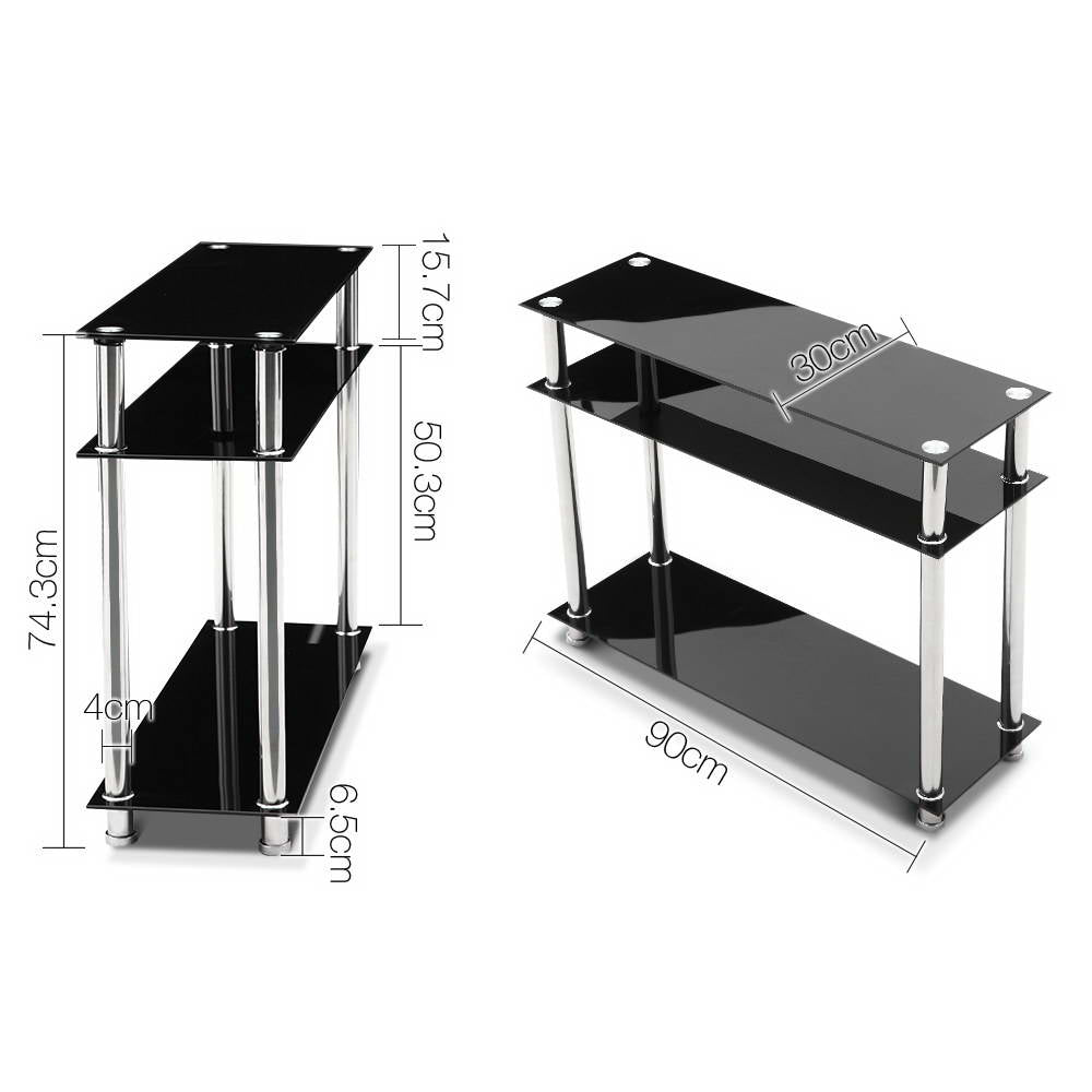 Console Table Tempered Glass Black