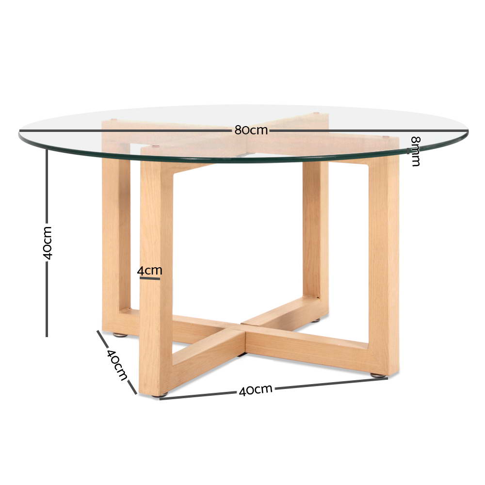 Coffee Table Round 80CM Tempered Glass