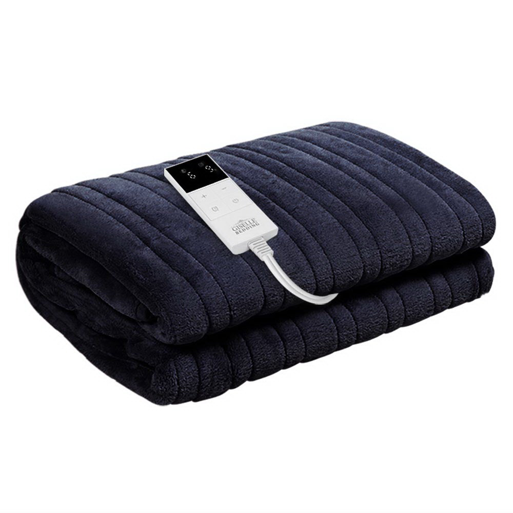 Heated Electric Throw Rug Fleece Sunggle Blanket Washable Charcoal
