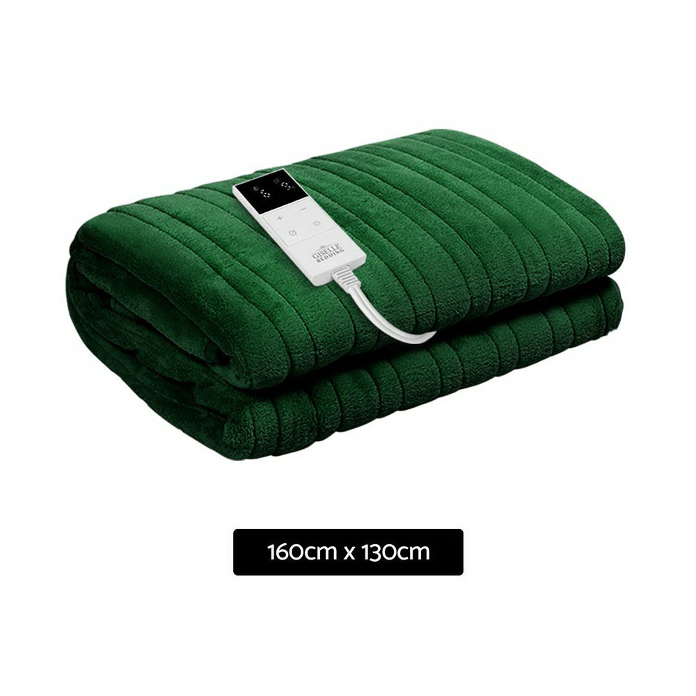 Electric Throw Rug Heated Blanket Washable Snuggle Flannel Winter Green