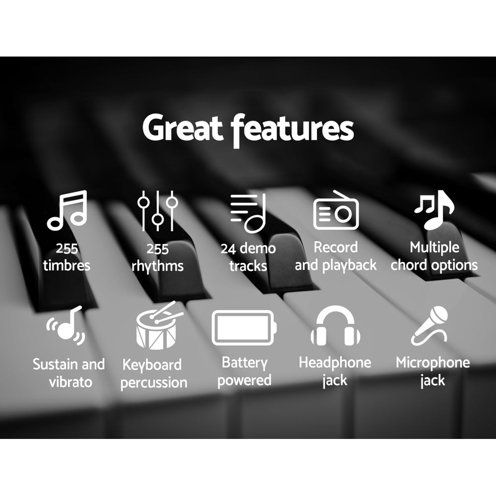 61 Keys Electronic Piano Keyboard Digital Electric w/ Stand Beginner Silver