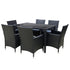Outdoor Dining Set 7 Piece Wicker Lounge Setting Black