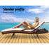 Sun Lounge Wicker Lounger Outdoor Furniture Beach Chair Patio Adjustable Cushion Brown