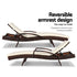 2PC Sun Lounge Wicker Lounger Outdoor Furniture Beach Chair Patio Adjustable Cushion Brown