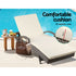 Sun Lounge Wicker Lounger Outdoor Furniture Beach Chair Patio Adjustable Cushion Grey&Beige