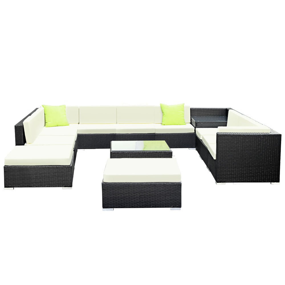 13-Piece Outdoor Sofa Set Wicker Couch Lounge Setting 11 Seater