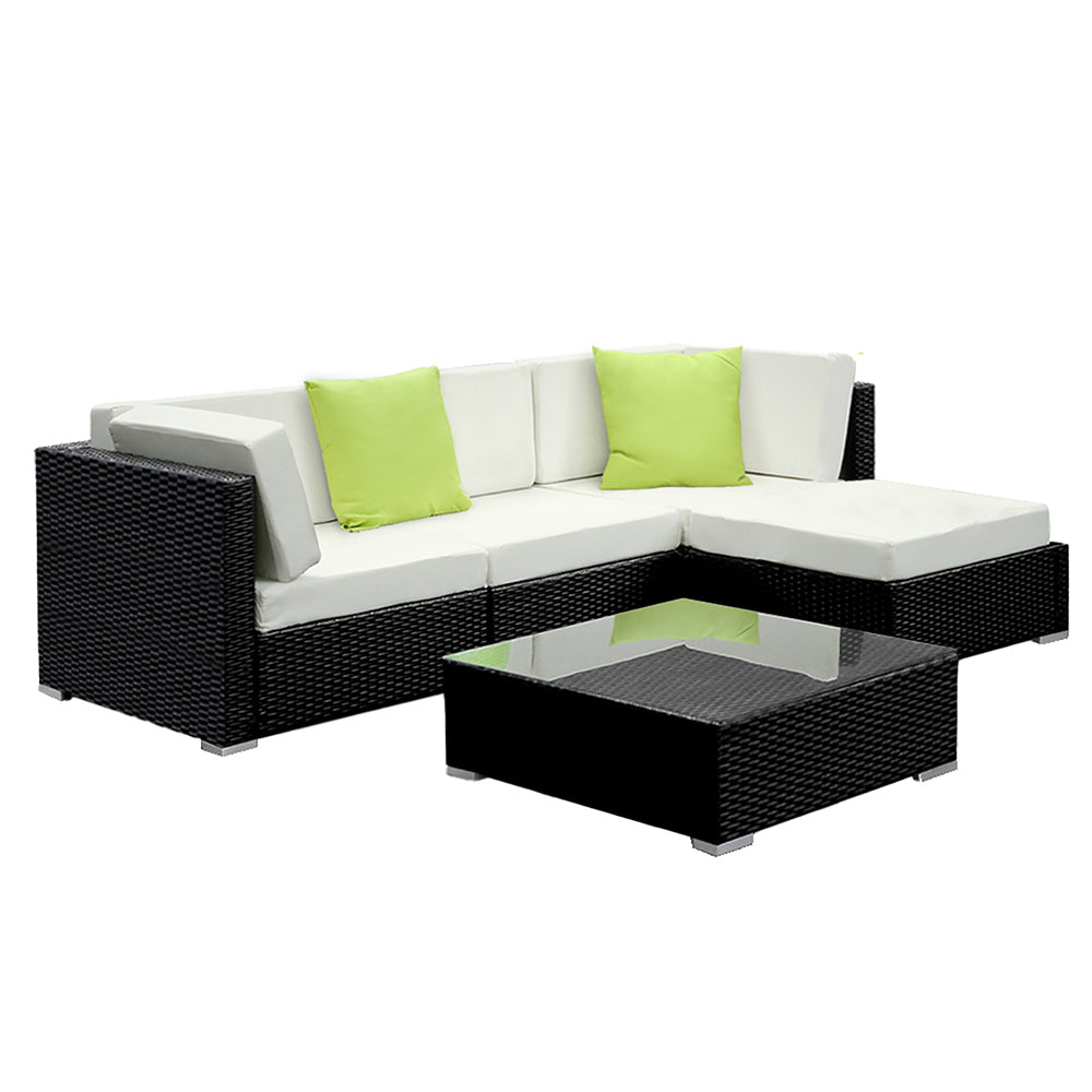 5-Piece Outdoor Sofa Set Wicker Couch Lounge Setting 4 Seater
