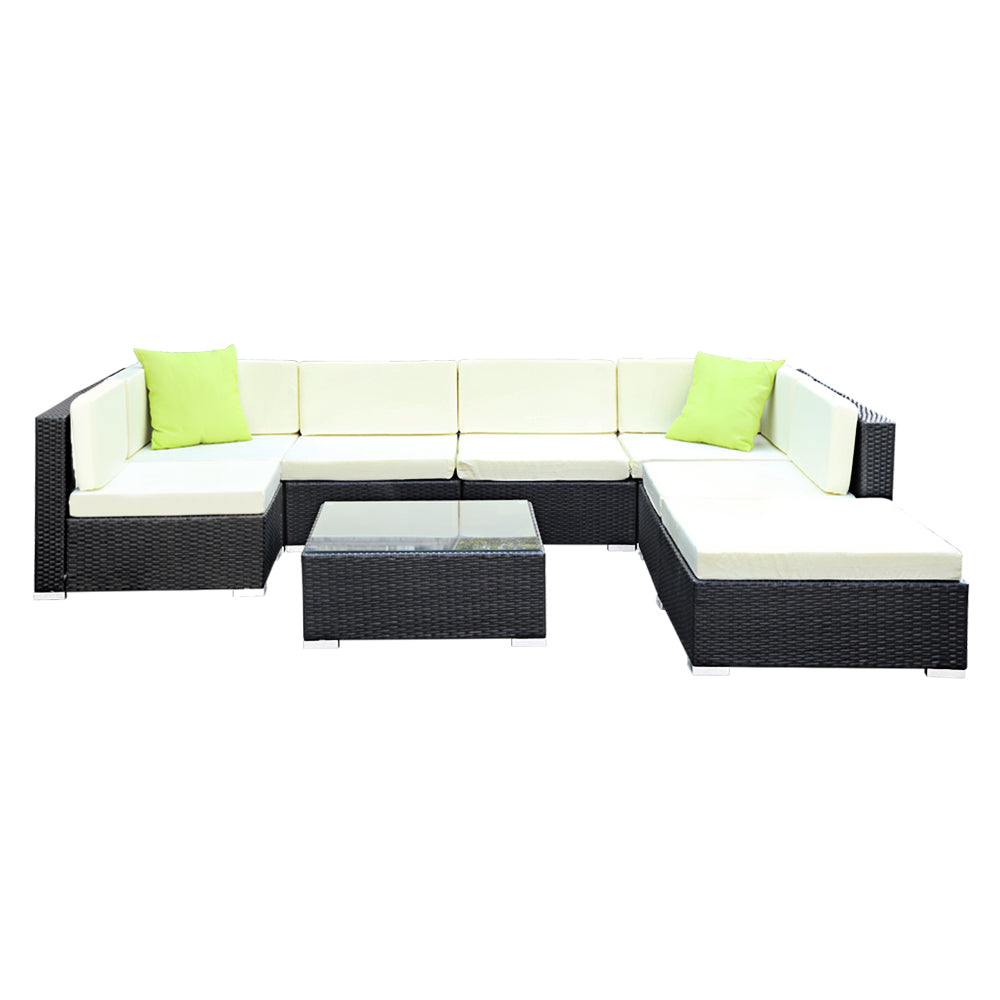 8-Piece Outdoor Sofa Set Wicker Couch Lounge Setting 7 Seater