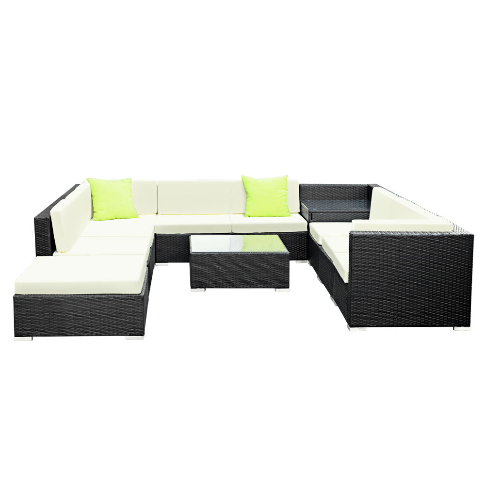 9-Piece Outdoor Sofa Set Wicker Couch Lounge Setting 7 Seater