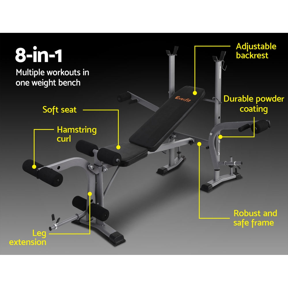 Weight Bench 8 in 1 Bench Press Adjustable Home Gym Station 200kg