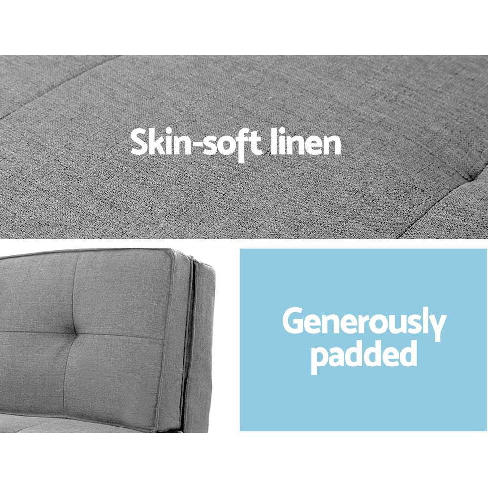 Floor Lounge Single Sofa Bed Grey Fabric