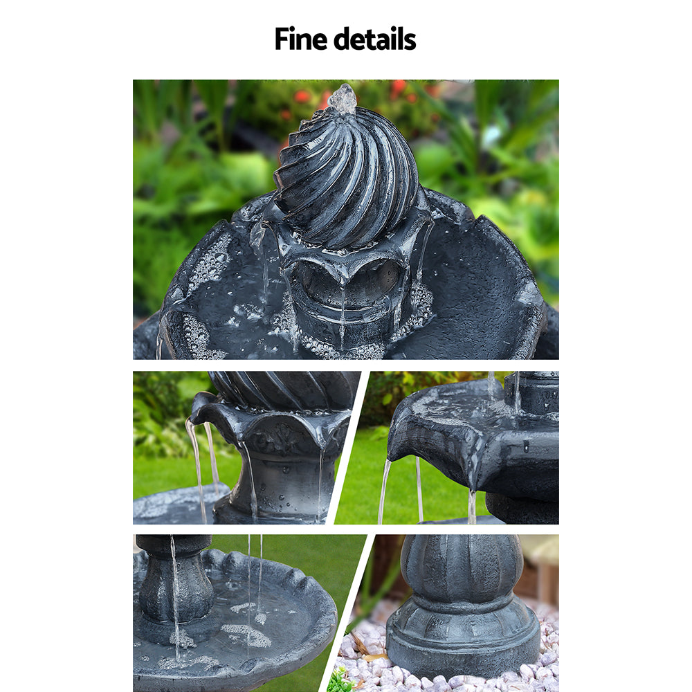 Solar Water Feature 3 Tiers Black 93cm