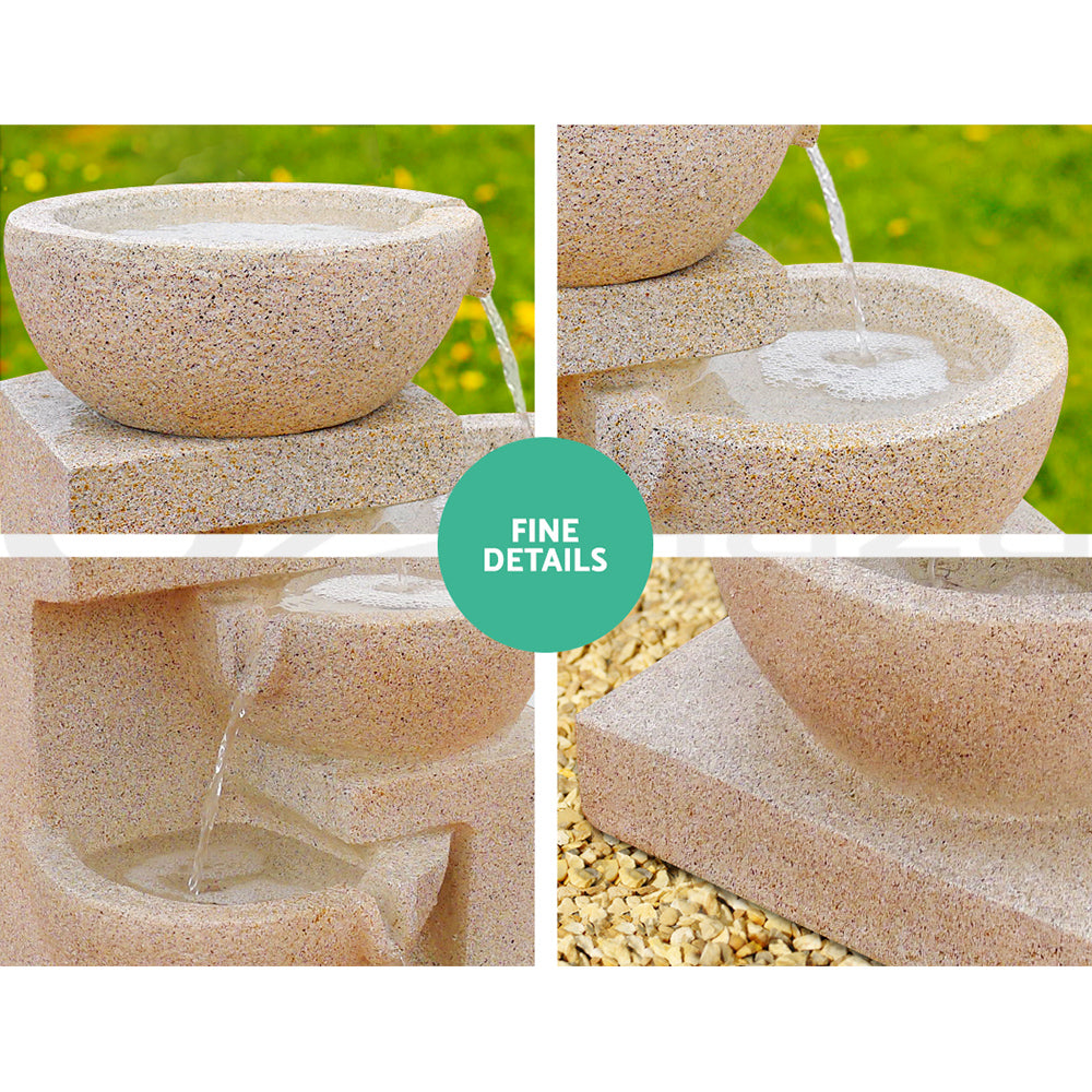 Solar Water Feature with LED Lights 4-Tier Sand 72cm