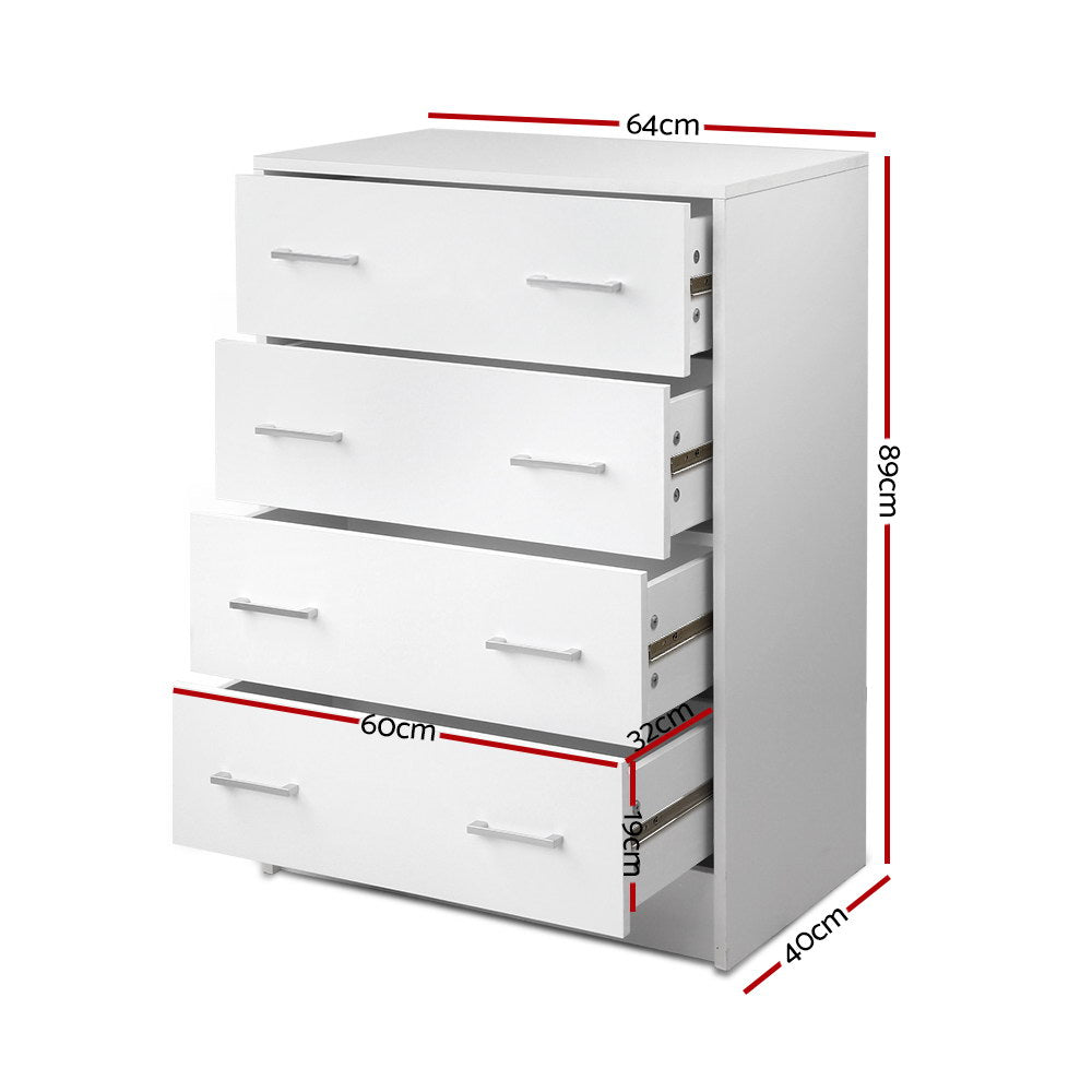 4 Chest of Drawers - ANDES White