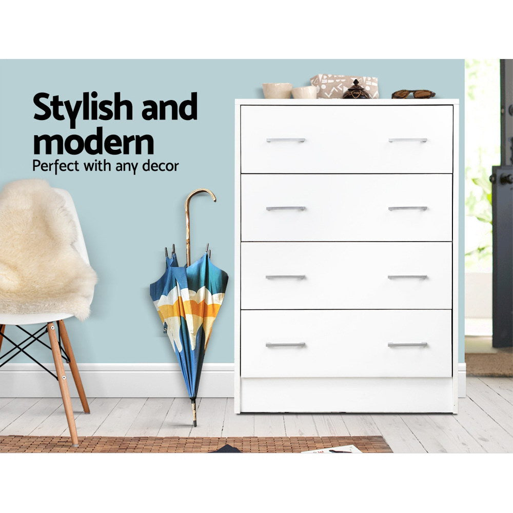 4 Chest of Drawers - ANDES White