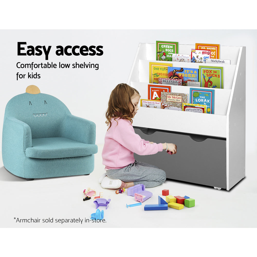 3 Tiers Kids Bookshelf Magazine Rack Children Bookcase Organiser Storage