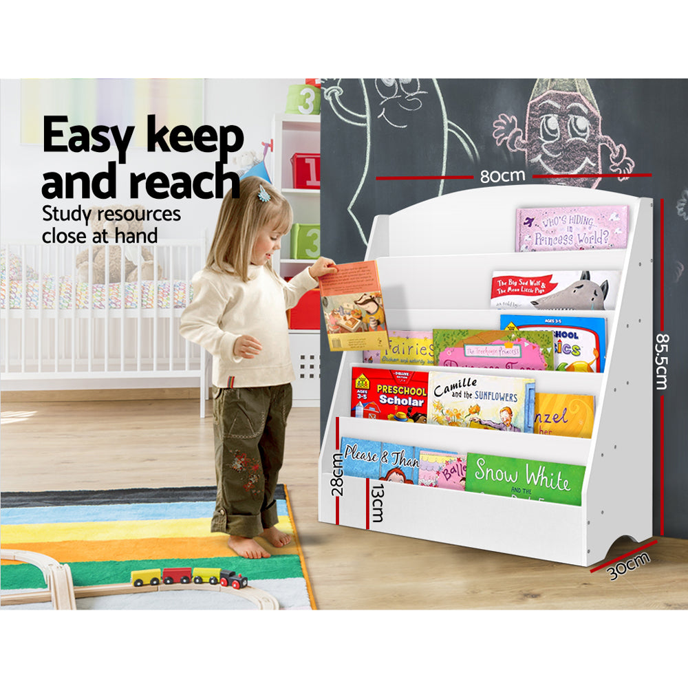 5 Tiers Kids Bookshelf Magazine Shelf Organiser Bookcase Display Rack White