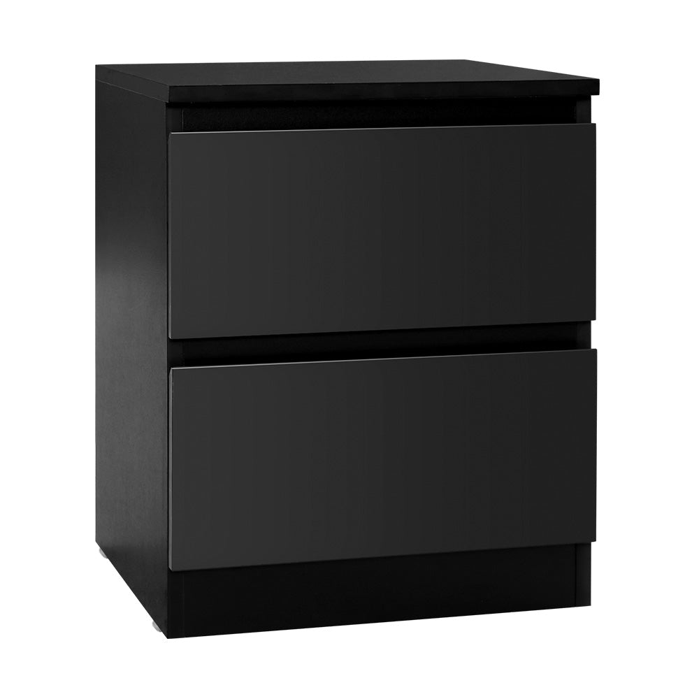 Bedside Table 2 Drawers - PEPE Black