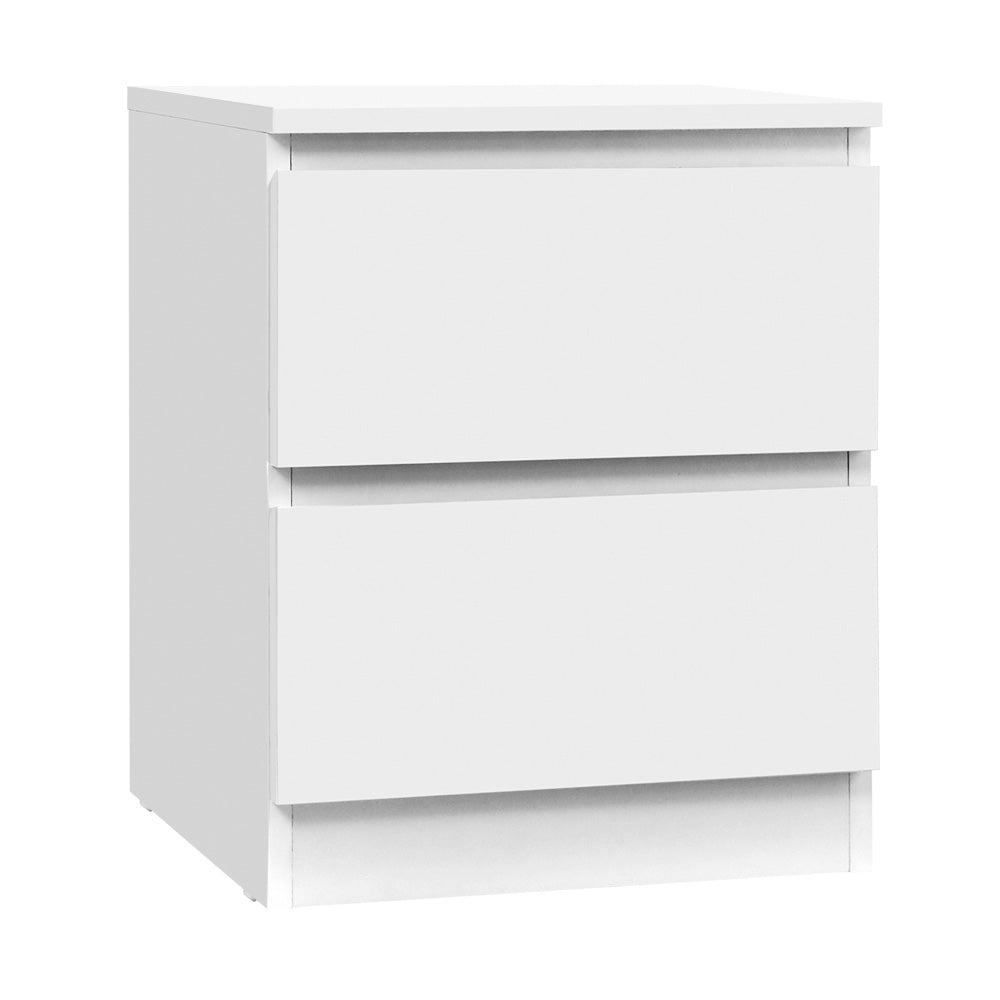 Bedside Table 2 Drawers - PEPE White