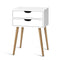 Bedside Table 2 Drawers - BODIE White