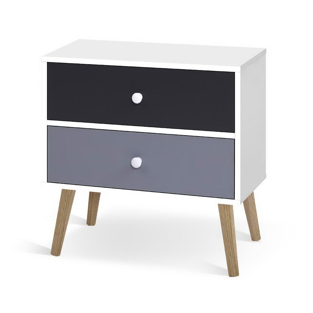 Bedside Table 2 Drawers - BONDS White