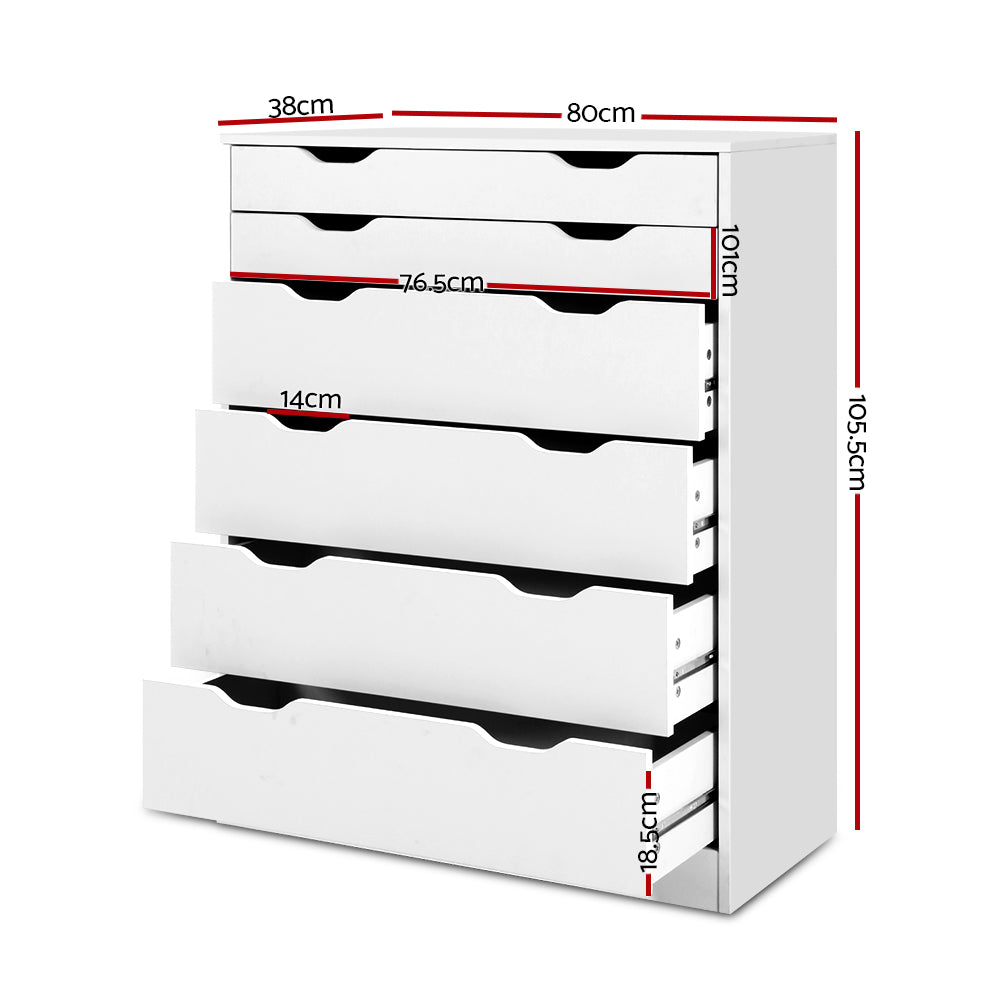 6 Chest of Drawers - MYLA White