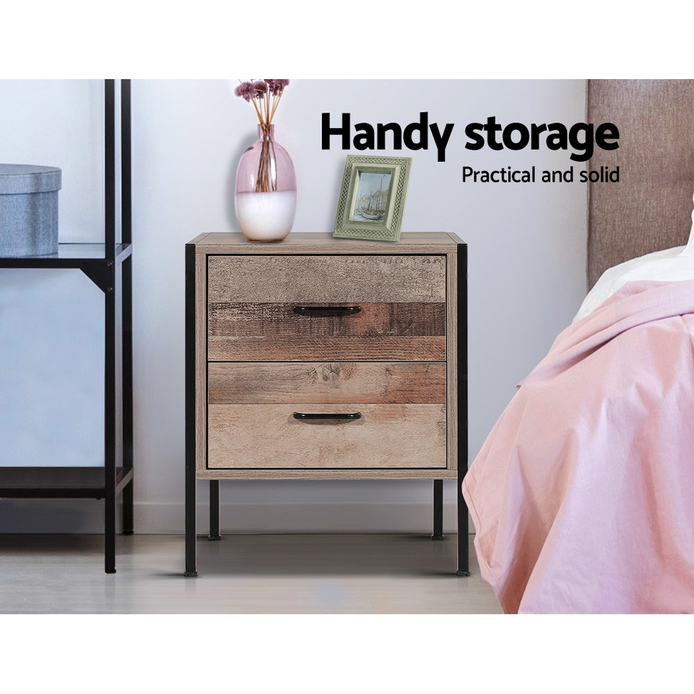 Bedside Table 2 Drawers - BARNLY