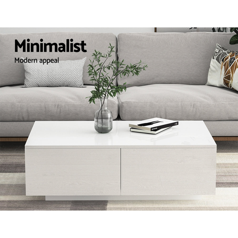 Coffee Table 4 Drawers White Trevi