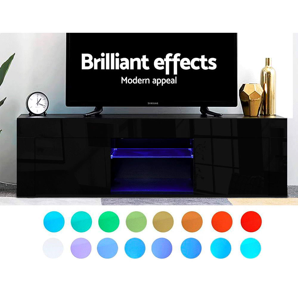 Entertainment Unit TV Cabinet LED 130cm Black Angus