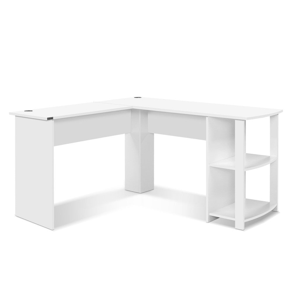 Computer Desk Shelf L-Shape White 136CM