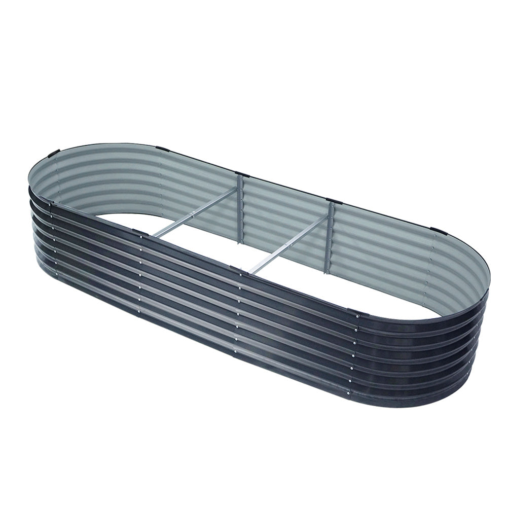 Garden Bed 240X80X42cm Oval Planter Box Raised Container Galvanised