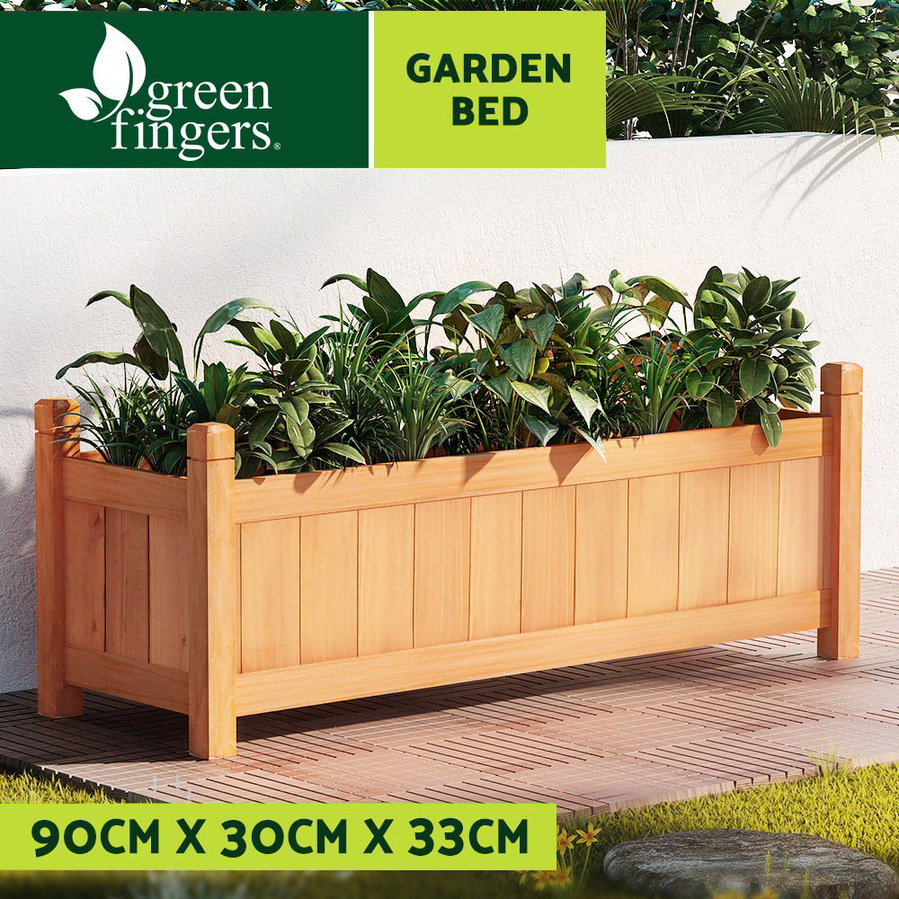 Garden Bed 90x30x33cm Wooden Planter Box Raised Container Growing